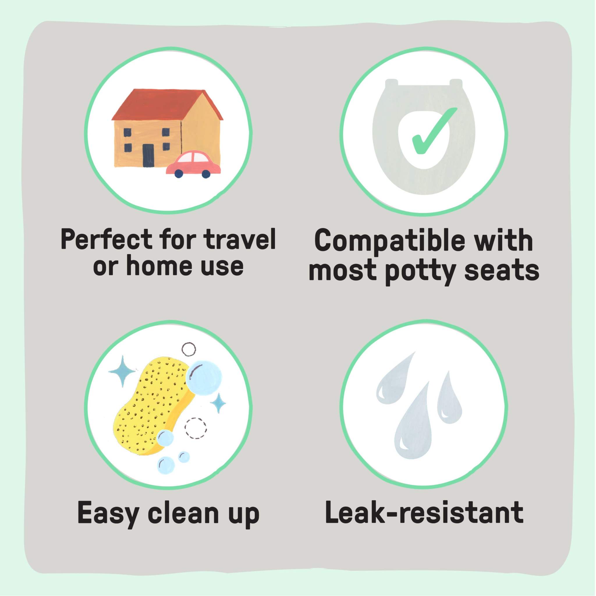 Ingenuity potty liners with leak-resistant disposable bags and easy-tie handles for mess-free potty training on-the-go