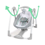 Ingenuity ConvertMe Swing-2-Seat portable baby swing and seat with foldable design and plush elephant toy