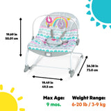 Bright Starts Rosy Rainbow Infant to Toddler Rocker with Vibrations, Baby Seat for Girl or Boy, Newborn +
