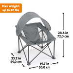 Bright Starts Pop 'N Chill Travel Seat in grey with canopy and safety harness