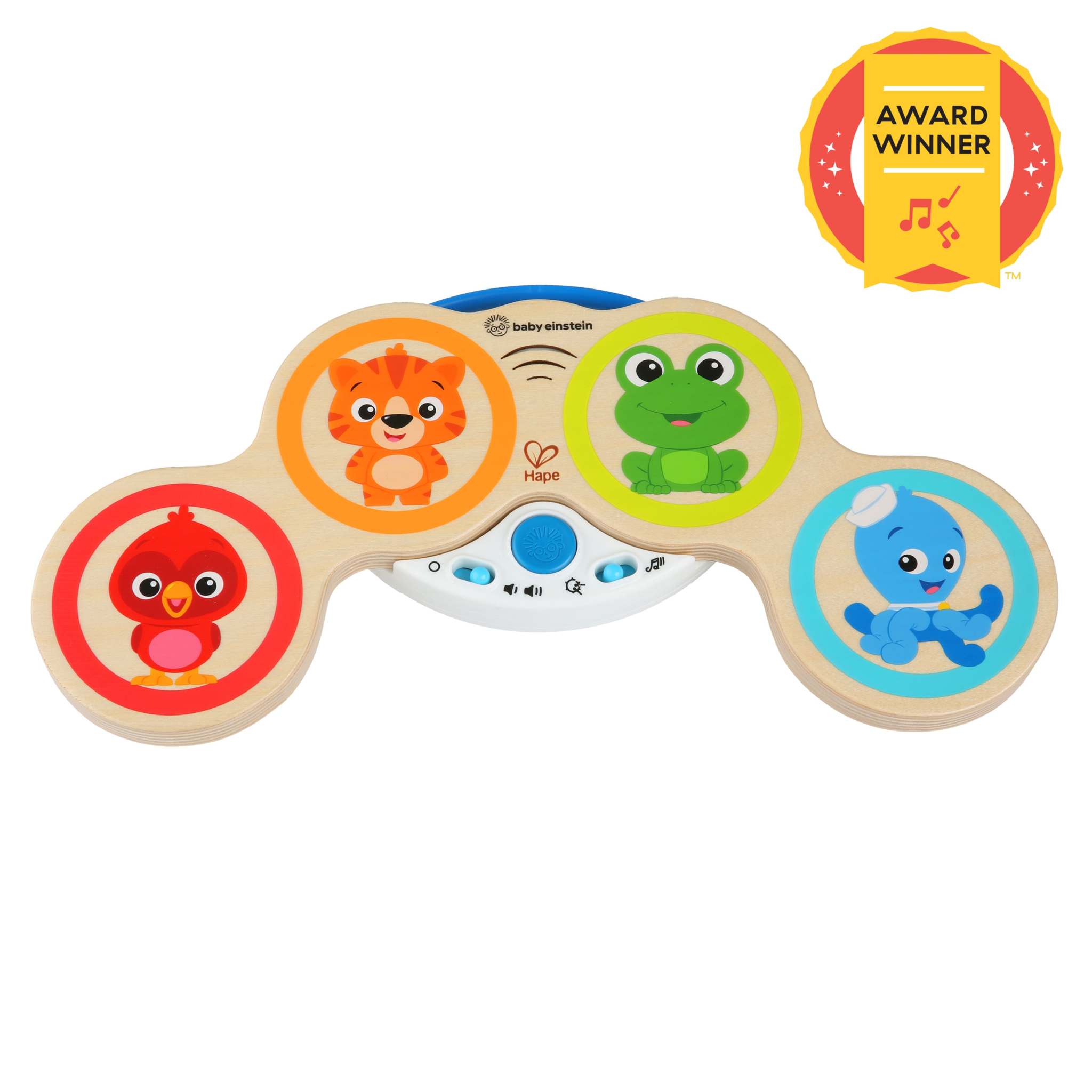 Baby Einstein Magic Touch Drums wooden musical toy for babies with touch-activated notes and volume control