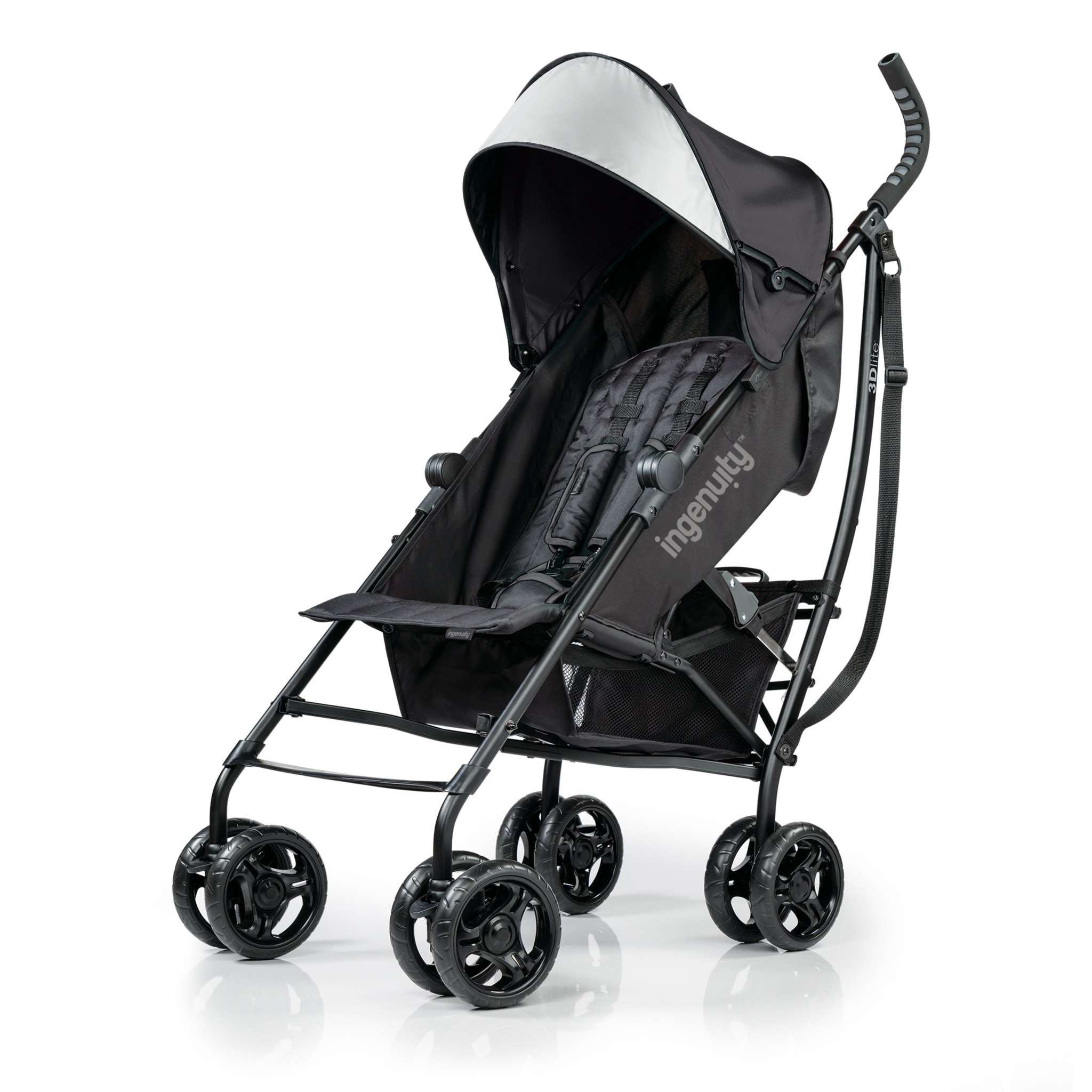 Ingenuity 3dlite convenience stroller in jet black with lightweight aluminum frame