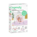 Ingenuity SimpleComfort compact baby swing with rotating seat and toy bar in chambray