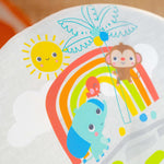 Bright Starts Playful Paradise vibrating baby bouncer with colorful spinning toys and safety harness
