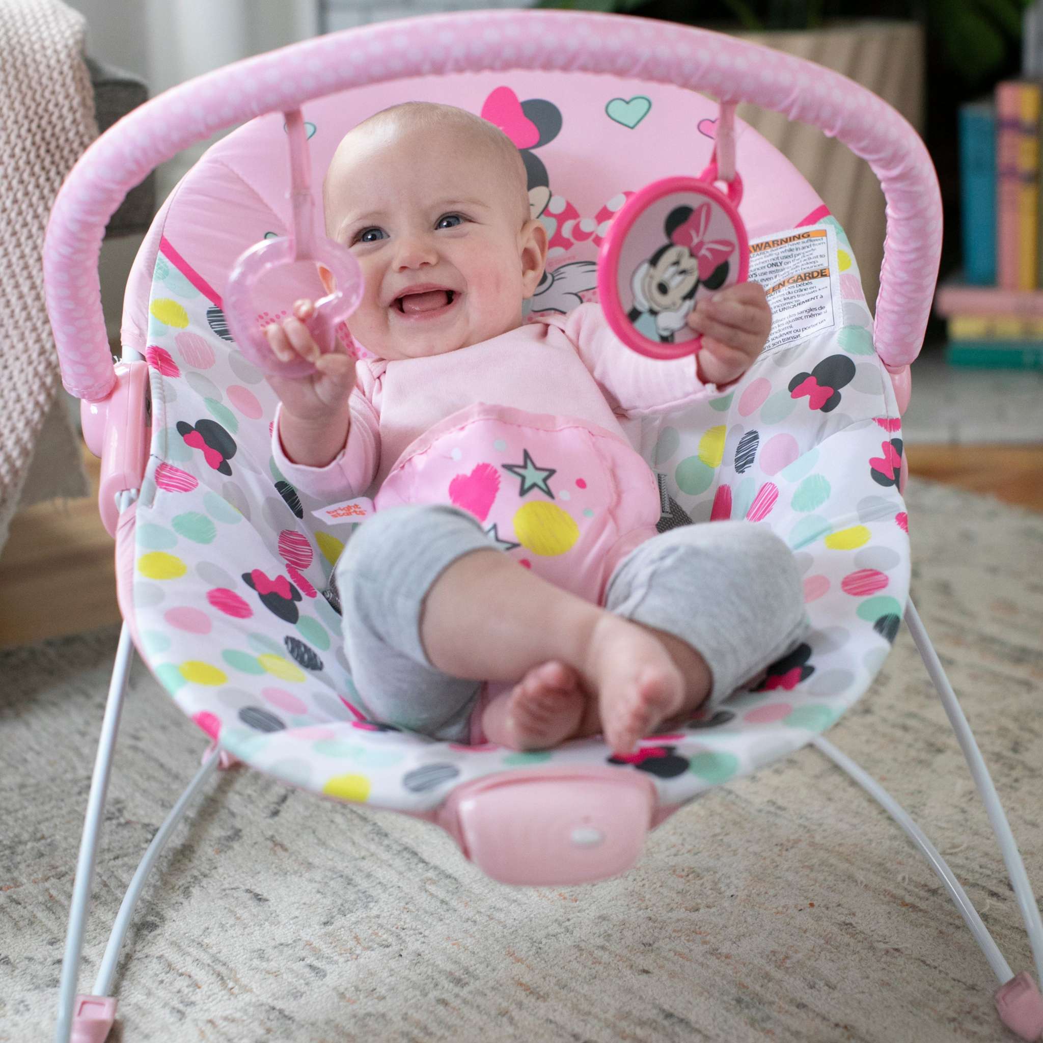 Vibrating Baby Seat Minnie Mouse Spotty Dotty Bouncer