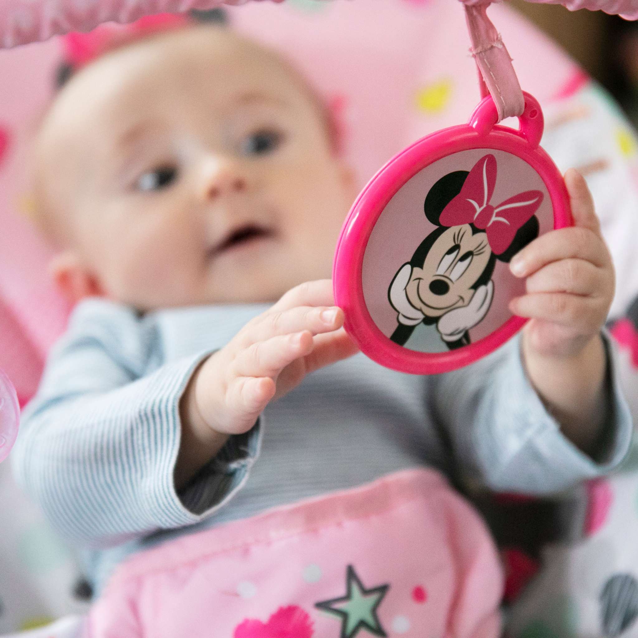 Vibrating Baby Seat Minnie Mouse Spotty Dotty Bouncer