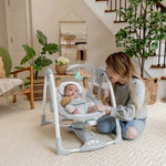 Ingenuity ConvertMe 2-in-1 portable baby swing and infant seat with plush elephant toy and foldable design