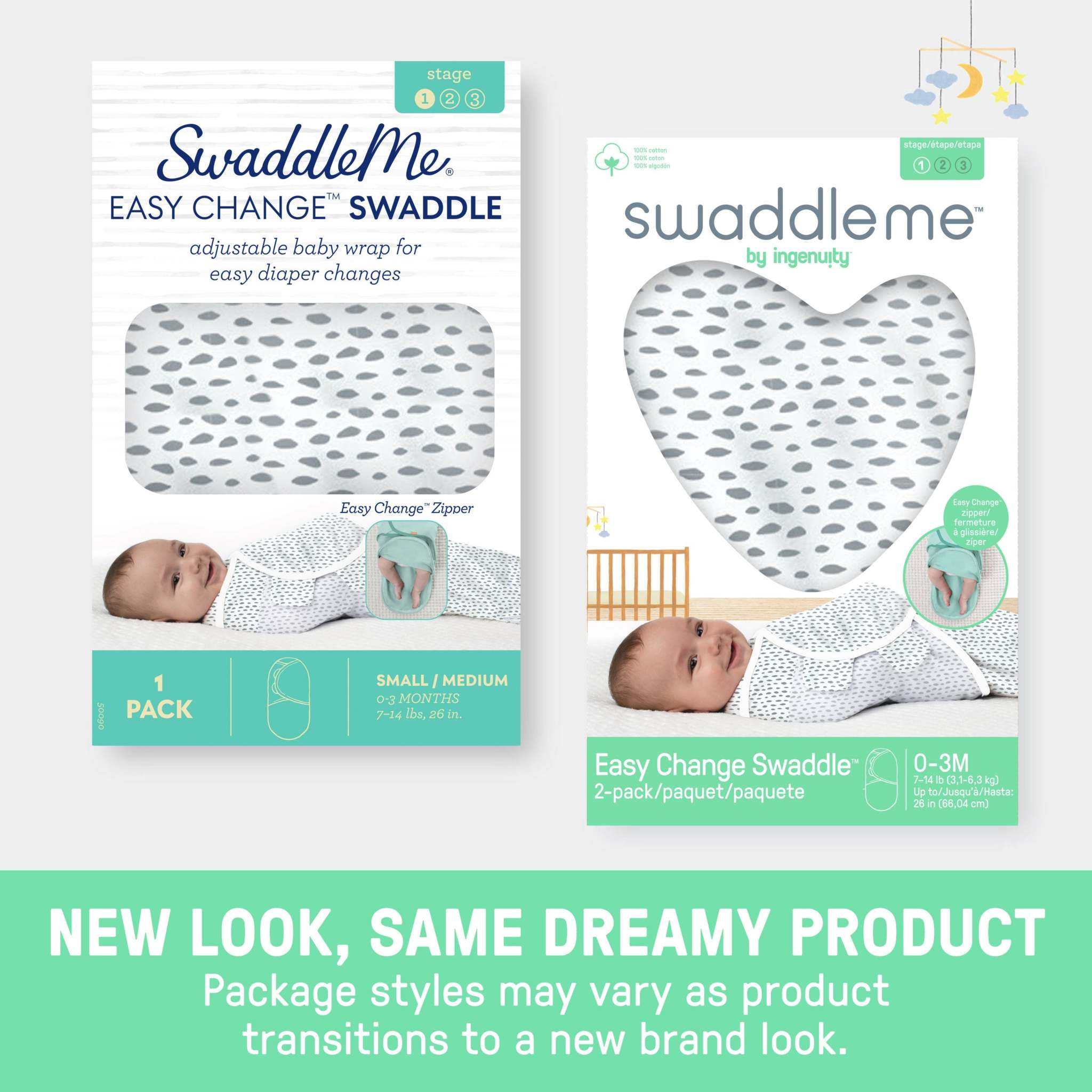 SwaddleMe by Ingenuity Easy Change Swaddle 0-3 months botanical jungle