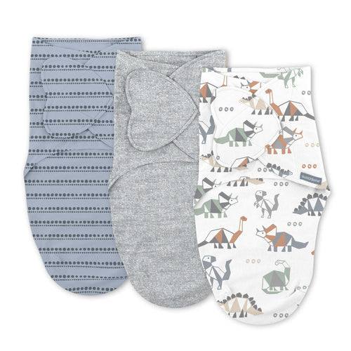 SwaddleMe by Ingenuity Monogram Collection baby swaddle 0-3 months dino mite