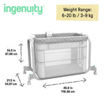 Ingenuity Dream Hero 3-in-1 grey co-sleeping bassinet with breathable mesh sides and locking wheels