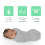 SwaddleMe by Ingenuity newborn swaddle pod in Sweet Blossoms pattern with two-way zipper for easy diaper changes