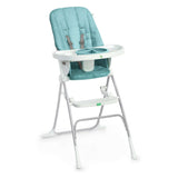 Ingenuity Sun Valley Compact Folding High Chair in teal with adjustable tray and secure 5-point harness