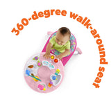 Around We Go 2-in-1 Walk-Around Activity Center & Table in Tropic Coral with interactive tropical toys and music