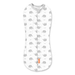 SwaddleMe by Ingenuity Newborn Elephant Skies swaddle pod with two-way zipper for easy diaper changes