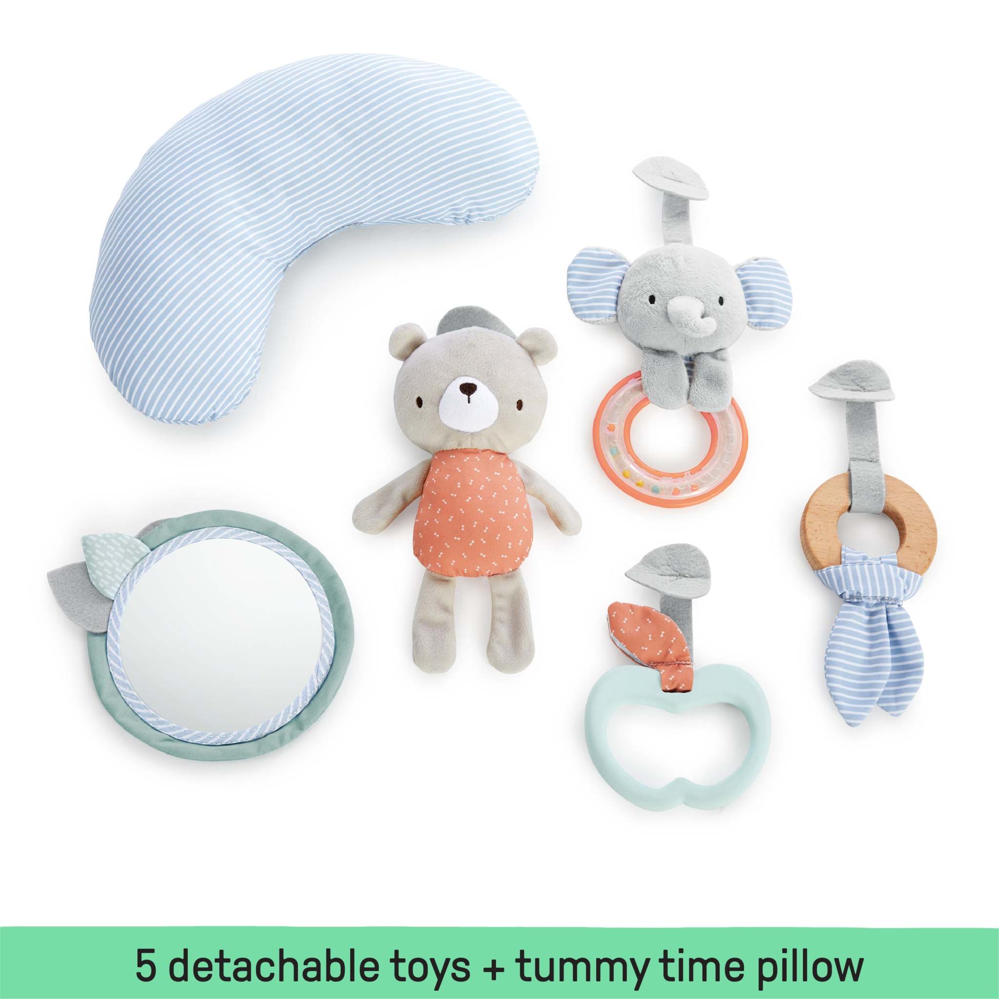 Ingenuity Cozy Spot™ Reversible Duvet Activity Gym with plush mat and wooden toy bar for babies 0 to 36 months